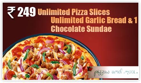 Pizzas And More Rajendra Nagar, Ghaziabad - Unlimited Pizza Slices, Garlic Bread & a portion of Dessert for Rs 249 at pizzas & more.