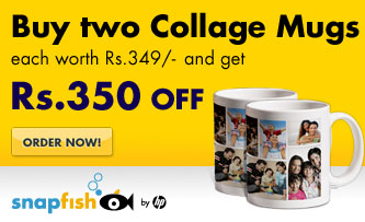 Snapfish  - Pay Rs 49 & get Rs 350 off on your purchase of 2 Collage Mugs worth Rs 698 only at Snapfish.in