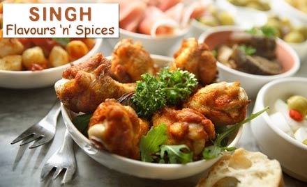 Singh Flavours 'n' Spices Siripuram - Pay Rs 49 and enjoy 50% off on delicious delicacies & soft beverages from the menu at Singh Flavours ‘n’ Spices. Treat your taste buds with delicious cuisines!