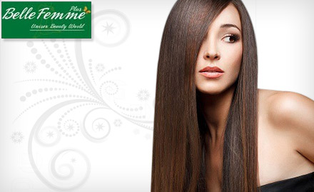 Belle Femme Plus Sector 10 - Pay Rs. 1729 for Matrix or Wella Hair Rebonding worth Rs. 7000 at Belle Femme Plus.