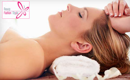 Beauty Fashion Styyle Ballygunge - Pay Rs. 349 for Haircut, Wash, Blow Dry, Face Clean Up, Pedicure, Head and Back Massage worth Rs. 1850 at Beauty Fashion
Styyle.
