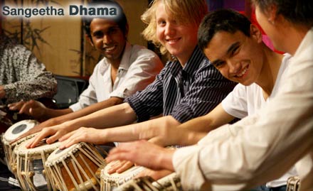 Sangeetha Dhama Jayanagar - Musical extravaganza! Pay Rs. 49 and get 3 Training Sessions of Musical Instruments or Music worth Rs. 500 at Sangeetha Dhama.