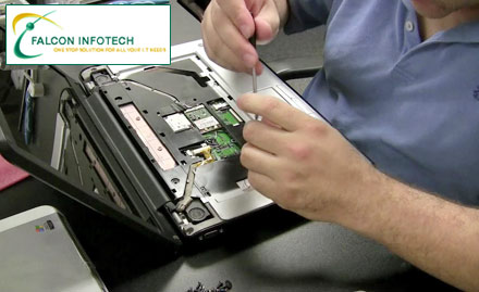 Falcon Infotech Bodakdev - Pay Rs. 99 for Complete Laptop servicing worth Rs. 750 at Falcon Infotech.