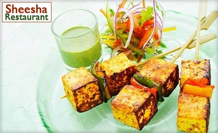 Sheesha Restaurant MI Road - Pay Rs. 599 and enjoy a veg meal for 2 worth Rs. 980 at Sheesha Restaurant. A scrumptious meal awaits!