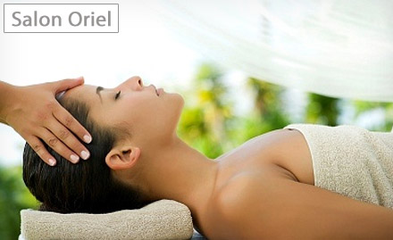 Salon Oriel Domlur - Pay Rs. 499 for diamond facial, fruit bleach, aroma head massage and more beauty services for Ladies worth Rs. 2280 at Salon Oriel.