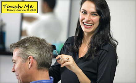Touch Me Unisex Salon & Spa Thoraipakkam - Pay Rs. 499 for Aroma Facial, Hair Cut, Hot Oil Head Massage and more worth Rs. 3000 at Touch Me Unisex Salon & Spa.