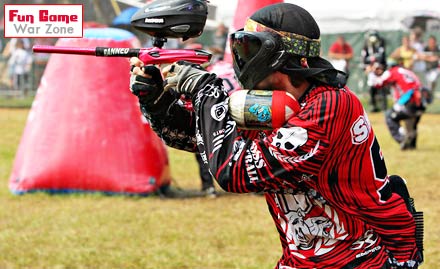 Fun Game War Zone Panchkula - Pay Rs. 249for a game of Paintball with 50 Pellets and a soft drink worth Rs. 450 at Fun Game War Zone. Combat and shoot your rivals with colours in a war like arena!