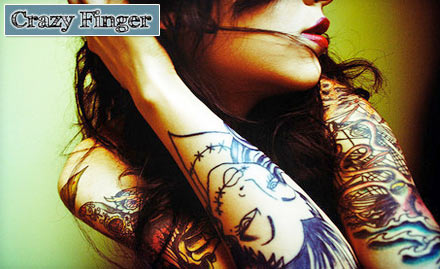 Crazy Finger - Tattoos and Art Junction Kothrud - Get Printed with 6 inch Multi-coloured Permanent Tattoo at Rs. 399