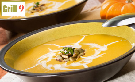 Grill 9 Sodala - Pay Rs.249 for soup, dal, paneer dish and more worth Rs. 545 at Grill 9.