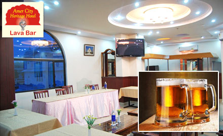 Lava-The Bar Amer Road - Pay Rs. 19 for buy 1 get 1 offer on IMFL only at Lava Bar, Amer City Heritage Hotel.