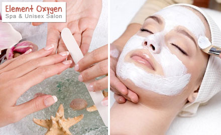 Element Oxygen Spa Hauz Khas - Pay Rs. 800 for fruit facial, oxy bleach, hair spa, manicure, pedicure and full face threading worth Rs. 3400 at Element Oxygen Spa & Unisex Salon.