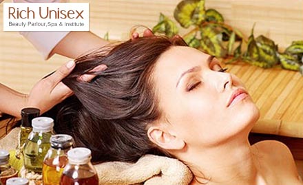 Rich Unisex Beauty Parlour, Spa & Institute Wakad - Pay Rs. 630 for hand polishing, herbal oil head massage and haircut worth Rs. 1050 at Rich Unisex Beauty Parlour, Spa & Institute.