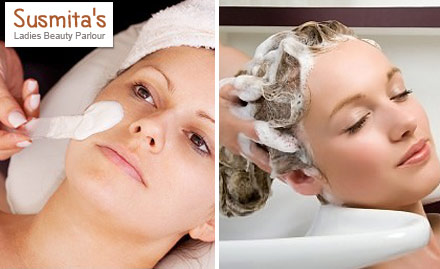 Susmita's Aroma & Ayurvedic Beauty Saloon Dum Dum - Pay Rs. 449 for facial, hair spa, body massage, anti tan pack, manicure, pedicure, foot spa, haircut and threading worth Rs. 5800 at Susmita's Ladies Beauty Parlour.