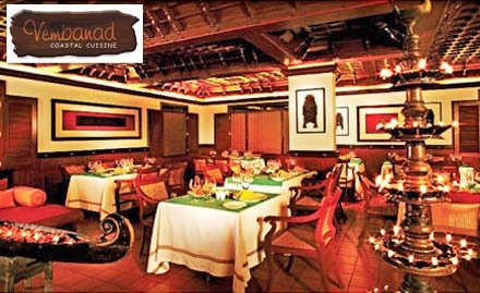 Vembanad Domlur -  Pay Rs. 49 to enjoy 20% off on special lunch buffet atVembanad Restaurant, The Paul Hotel.