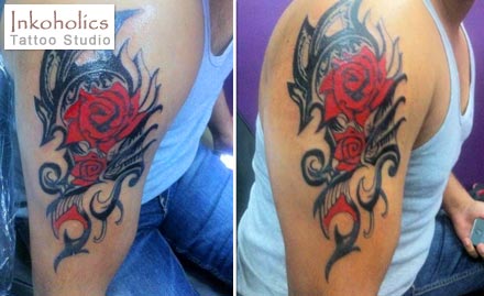 Inkoholics Laxmi Nagar - Pay Rs. 499 for 16 Sq inch permanent tattoo worth Rs. 16000 at Inkoholics Tattoo Studio. Give a new dimension to your body art! 
