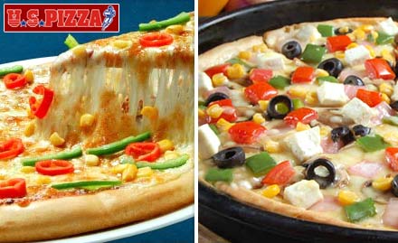 US Pizza Baner - Pizzalicious delight! Pay Rs. 276 to enjoy pizza worth Rs. 500 at US Pizza.