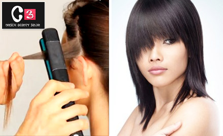 C3 Unisex Salon & Spa Camp - Silky Straight Hair, Now a Reality! Hair Rebonding or Smoothening, Hair Cut and Wash at Rs. 3499
