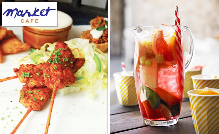 Market cafe Khan Market - Get a veg or non veg platter absolutely free on purchase of Alcoholic Drinks