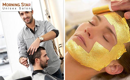 Morning Star- Unisex Salon Thaltej - Rejuvenate and Relax! Body Massage, Facial and Haircut at Rs. 499