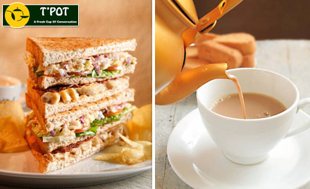 T'Pot Cafe Malviya Nagar - Rs 109 for a sandwich and ginger masala tea 