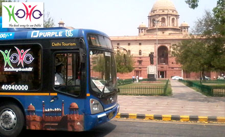 HOHO Bus Service Connaught Place - Rs 319 for 2 tickets to enjoy 1 day Sightseeing Tour. Explore Delhi's Best!