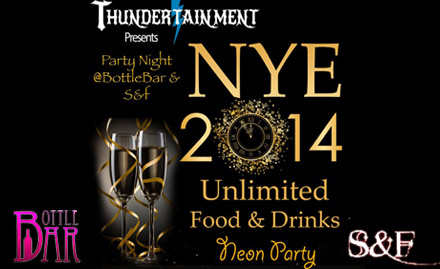 New Year Bash@Bottle Bar Fort - 15% off on entry pass for new year party. Get set to have unlimited fun!