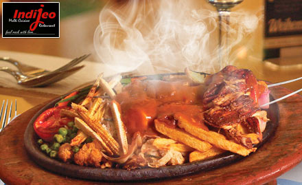 Indijeo Restro & Bar Bais Godam - Rs 19 for buy 1 get 1 offer on sizzlers, soups or mocktails. Tasty flavours! 
