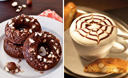 Donut World Ellisbridge - Rs 55 for any donut & cappuccino combo. Nothing compliments better!