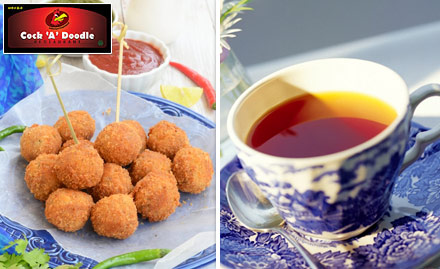 Cock 'A' Doodle Tambaram - Enjoy potato cheese ball and hot tea on purchase of pizza at Rs 19