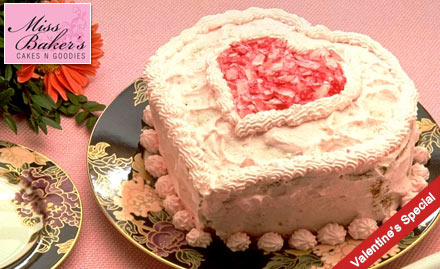 Miss Baker's Tilak Marg - 20% off on round & heart-shaped cakes. A special way to celebrate Valentine's Day!