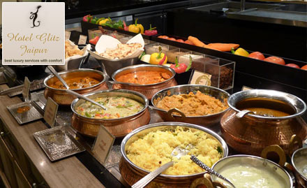 Raj Mahal Restaurant - Hotel Glitz Sitaram Puri - 20% off on lunch buffet. Exotic veg & non-veg spread!