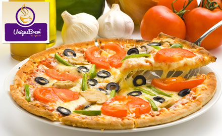 Uniquebrew Cafe Kishangarh - Buy 1 Pizza D Sicilia & get 1 Margarita Pizza free. Authentic cheesy Italian pizzas! 