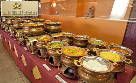 Hotel Saaket Residency Daba Garden - 40% off on South-Indian buffet lunch. Also get 40% off on veg & non-veg biryani