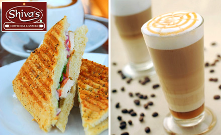 Shiva's Coffee Bar & Snacks Mem Nagar - Cold coffee, chocolate shake or cold coco free on purchase of special club grilled sandwich or medium pizza at Rs 9