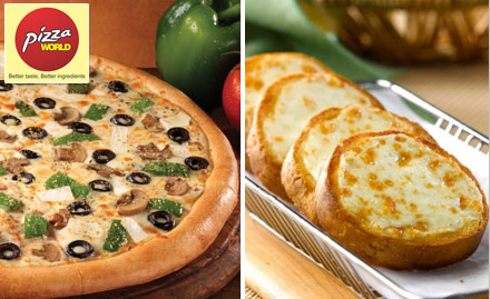 Pizza World Kukas - Buy 1 get 1 offer on pizza & garlic bread. Enjoy cheesy moments!