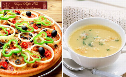 Royal Buffet Hub kharar Sector 125 - Buy 1 get 1 offer on pizza & soup at Rs 29