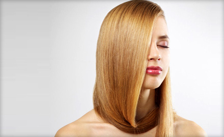 Silver Scissor Salon Bodakdev - Rs 2499 for hair smoothening or rebonding. L'Oreal products used!