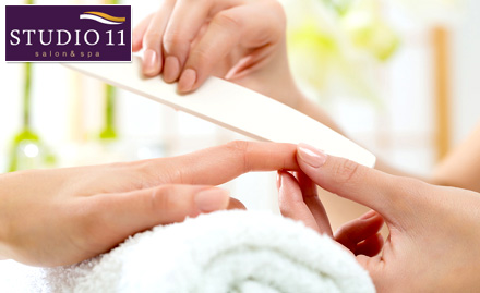 Studio 11 Patia - Get a classic manicure or pedicure absolutely free on a minimum bill of Rs 1199. Valid across 4 outlets!