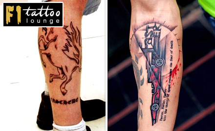 F1 Tattoo Lounge Rajouri Garden - Rs 649 for 6 x 2 inch permanent tattoo. Get a funky body art!