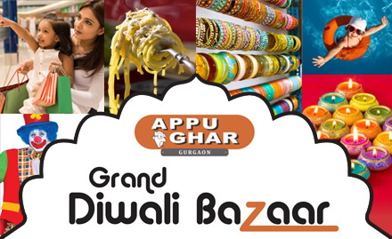 Appu Ghar Express Sector 29, Gurgaon - Diwali special offer! Rs 418 for entry to Diwali mela along with water rides at Oysters Water Park, Appu Ghar. Enter a whole new world of fun & thrilling rides this Diwali!