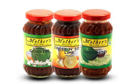 Mother's Recipe All Modern Trade Outlets - Rs 5 off on 200 gm pack of Mother's Recipe Choondo, Gorkeri and Sweet n Sour Lime pickles. Valid at Big Bazaar stores in select cities.  