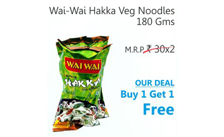 SRS Value Bazaar Murthal Road - Buy 1 get 1 free offer on Wai- Wai Hakka Veg Noodles 180 gms. Valid at all SRS outlets. 