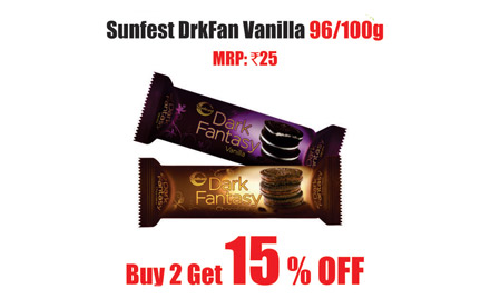 Heritage Retail Panjagutta - Buy 2 get 15% off sunfeast dark fantasy or vanilla. Valid only at Heritage Fresh Outlets in Bangalore.