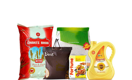 Budget Bazaar Janakpuri - Get combo of Shaktibhog Atta, Sugar, Basmati Rice, Fortune and Refined Oil at Rs 1128