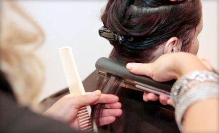 Glow And Shine Beltola Tiniali - Rs 2799 for hair straightening along with hair cut. Also get 15% off on other services!