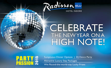 Summit I & II Ring Road - 30% off on couple entry passes for New Year Party at Raddison Blu Indore. Enjoy unlimited food & IMFL 