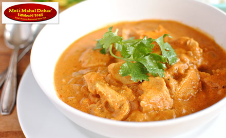 Moti Mahal Delux Tandoori Trail Sector 10, Rohini - 25% off on food and soft beverages. Enjoy a sumptuous meal!