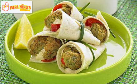 Papaninos Cafe And Grill Thaltej - Buy 1 get 1 offer on falafel wrap or chicken doner. Double delights at half the price!