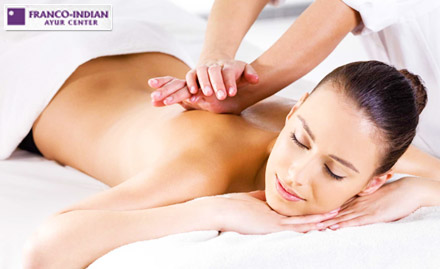 Franco-Indian Ayur Center MG Road Cutting - 35% off on body massage & spa services for just Rs 9. Experience ultimate relaxation of you mind and body!