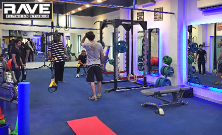 Rave Fitness Studio AJC Bose Road - Rs 29 for 3 gym sessions. Also get 25% off on further enrollment!